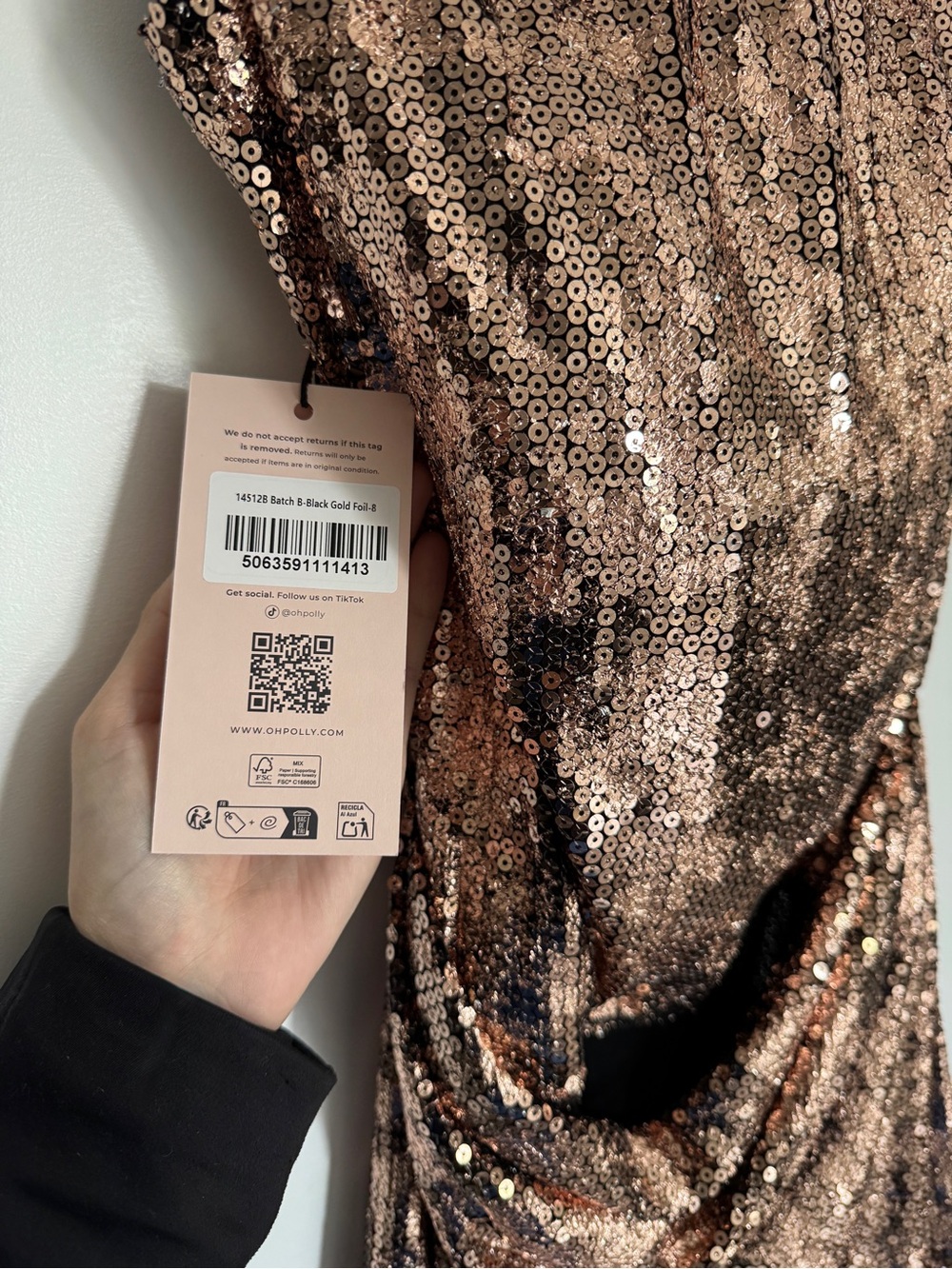 NWT Oh Polly- Celestina- Embellished Corset A-line Mini Dress in Black Gold Foil - Picture 6 of 6